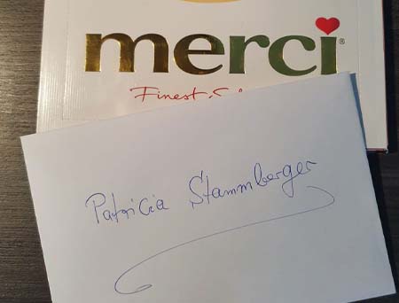 Merci-Packung mit Dankesbrief